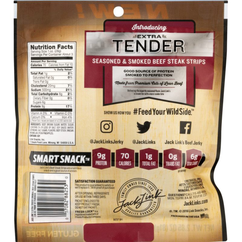 Jack Link S Extra Tender Seasoned Smoked Beef Jerky Strips Original