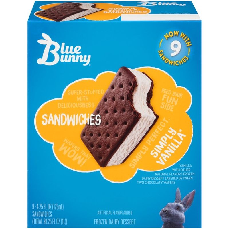 Blue Bunny Simply Vanilla Frozen Dessert Sandwich 4 25 Fl Oz Instacart