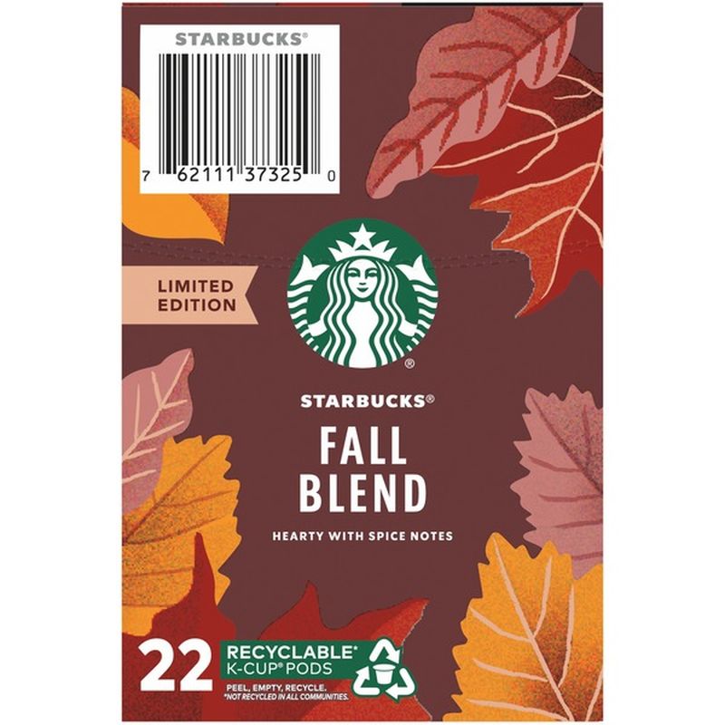 Starbucks Fall Blend Medium Roast Ground Coffee K Cup Pods 0 42 Oz