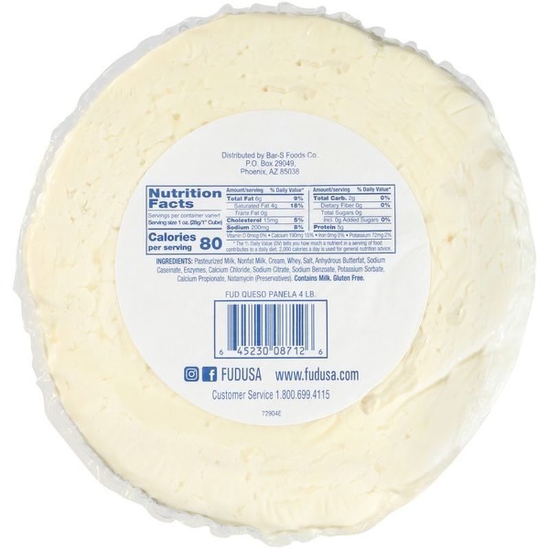 Fud Queso Panela Mexican Style Part Skim Milk Cheese 4 Lb Instacart