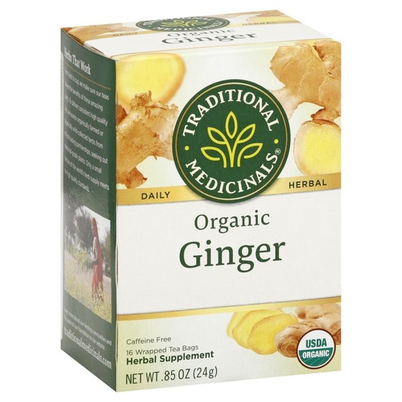 Traditional Medicinals Organic Ginger Caffeine Free Herbal Tea 16 Ct