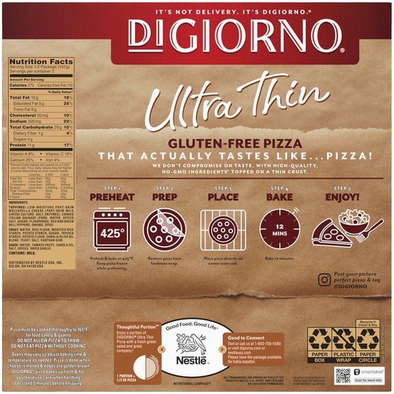 Digiorno Gluten Free Sausage Supreme Ultra Thin Frozen Pizza Oz