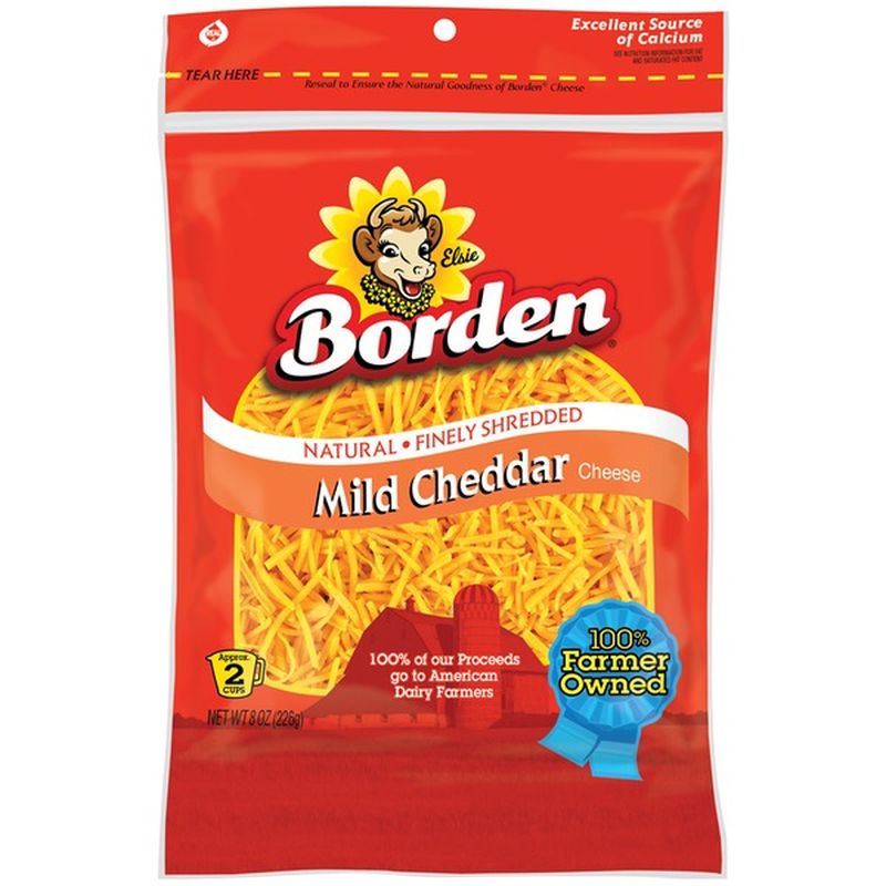 Borden Finely Shredded Mild Cheddar Cheese Oz Instacart