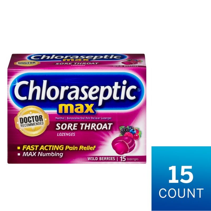 Chloraseptic Sore Throat Lozenges Max Strength Wild Berries 15 Ct