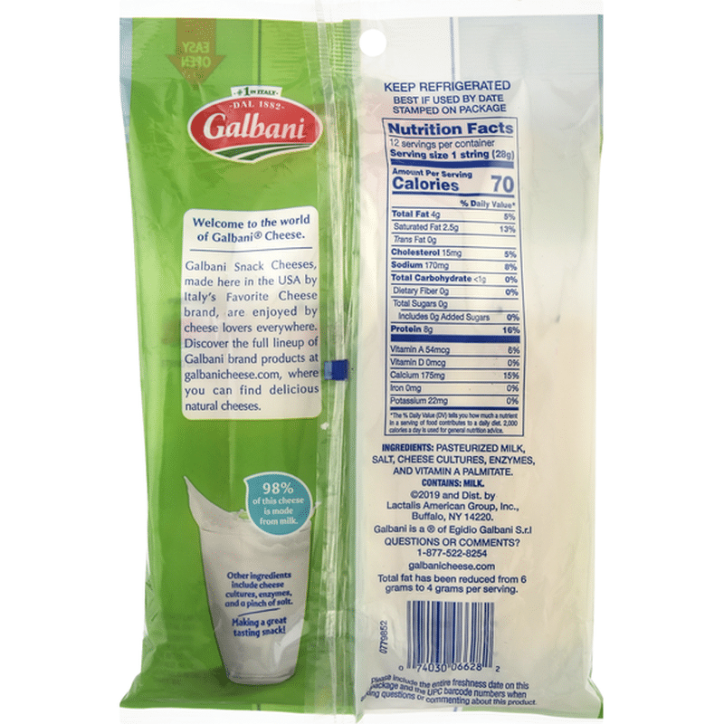 Galbani Galbani Reduced Fat Mozzarella String Cheese 12 Ct Instacart