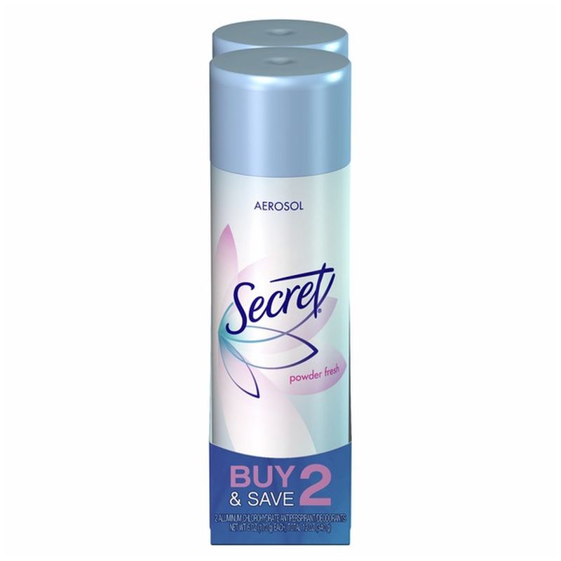 Secret Aerosol Powder Fresh Scent Antiperspirant Deodorant Twin Pack 12