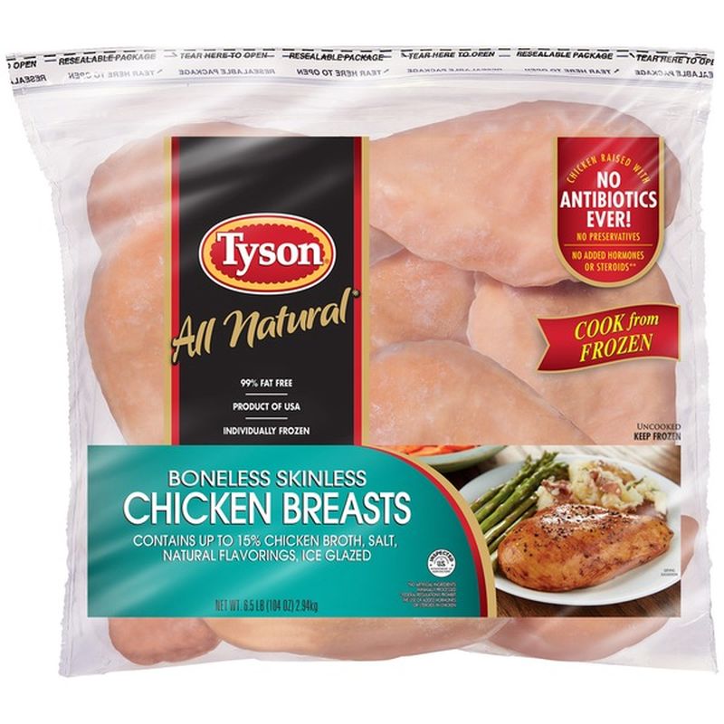 Tyson Boneless Skinless Chicken Breasts 2 5 Lb Frozen Each