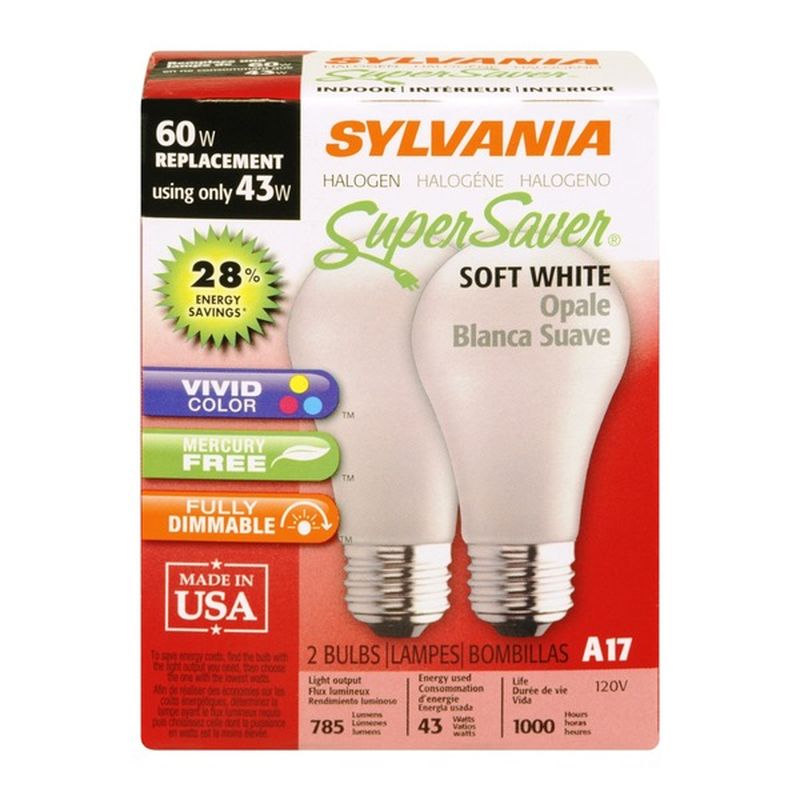 Sylvania Super Saver Soft White Halogen Watt Light Bulb Ct