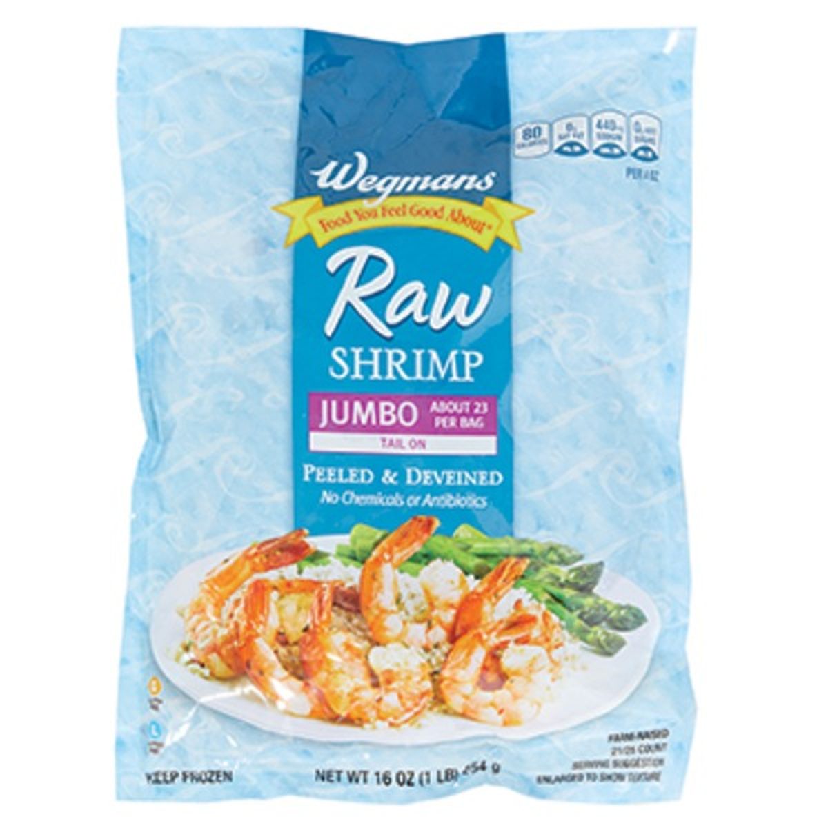 Calories in Wegmans Jumbo Raw  Shrimp, 21-25 Count