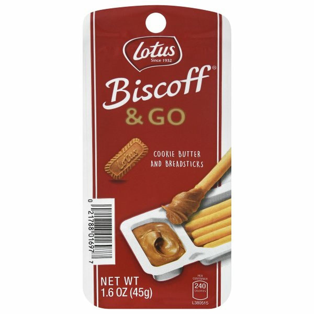 Calories in Biscoff & Go Cookie Butter and Breadsticks