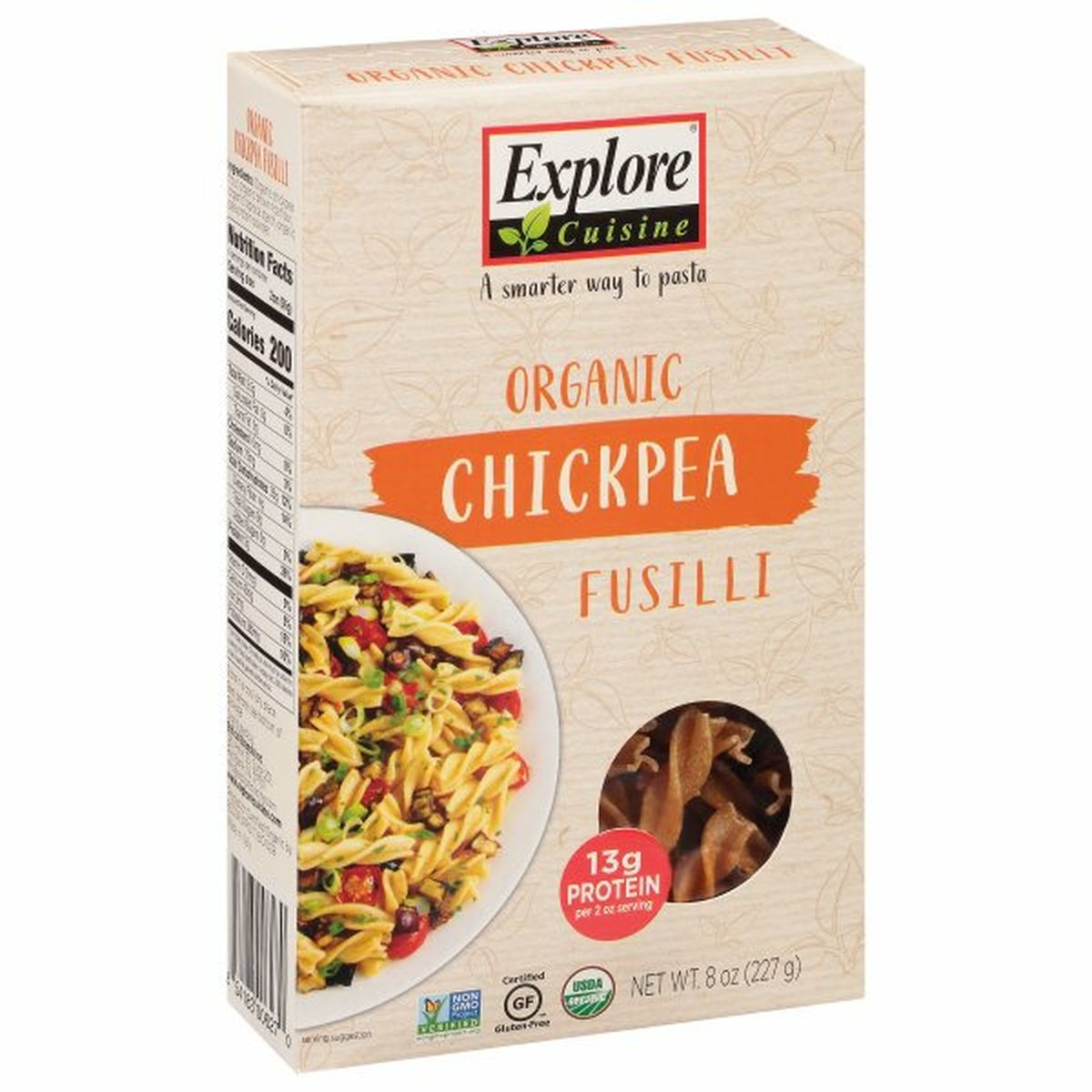 Calories in Explore Cuisine Fusilli, Organic, Chickpea