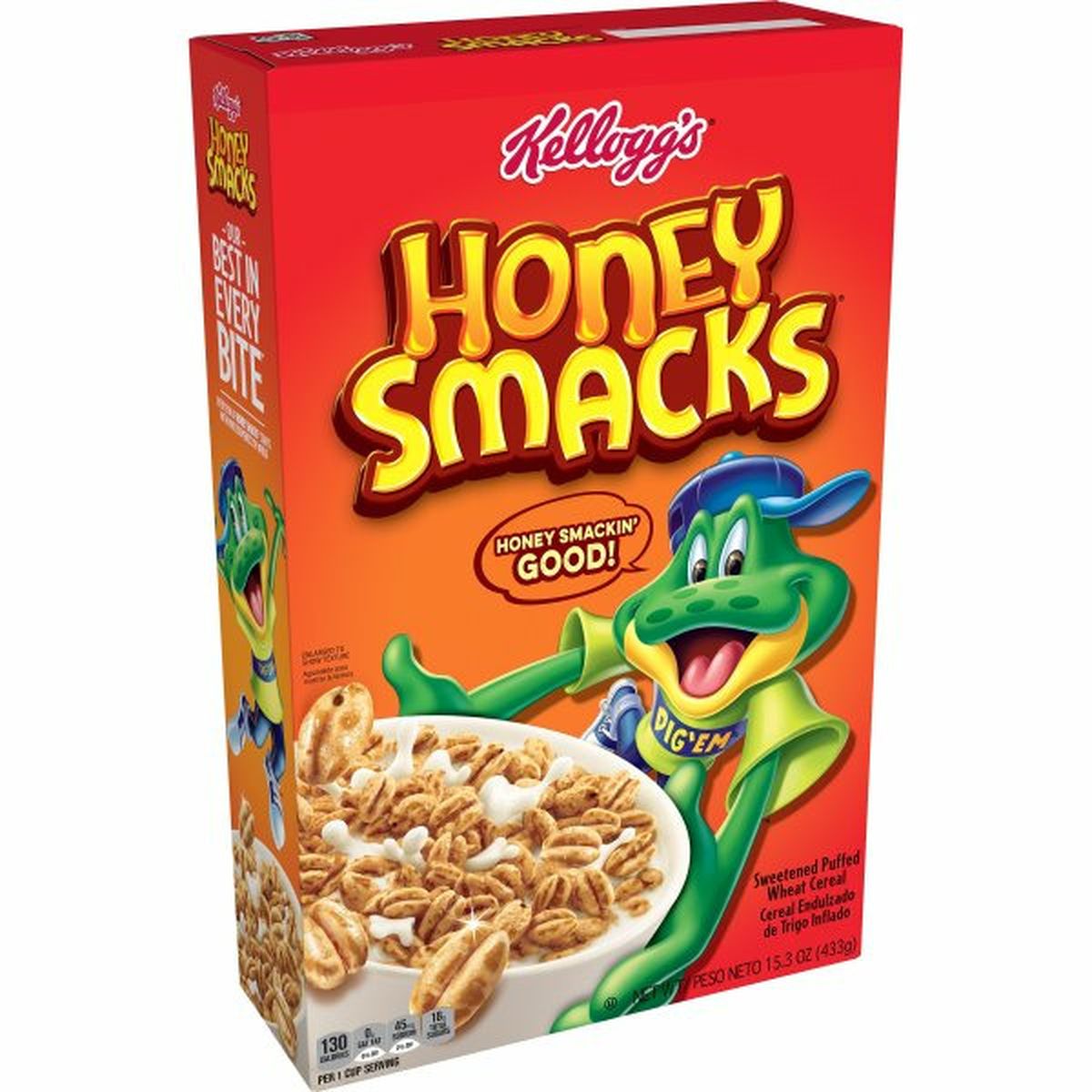 Calories in Kellogg's Honey Smacks Cereal Kellogg's Honey Smacks Breakfast Cereal, Original, Made with Whole Grain, 15.3oz