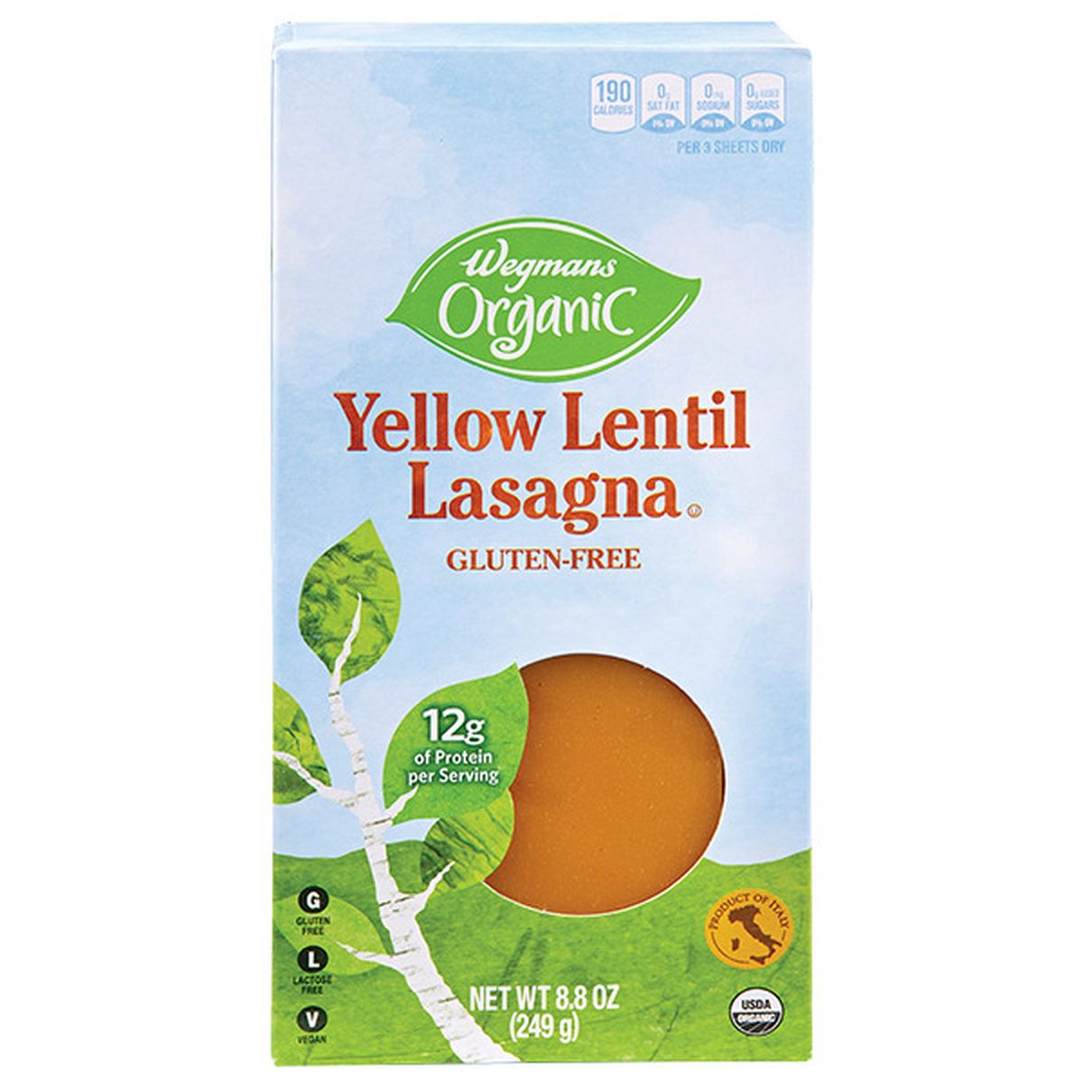 Calories in Wegmans Organic Yellow Lentil Lasagna