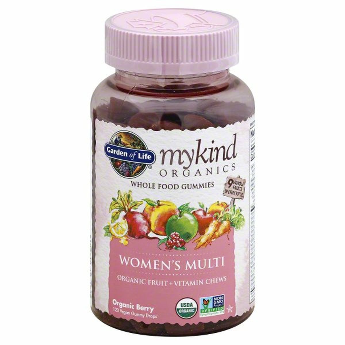 Calories in Garden of Life MyKind Organics Women's Multi, Vegan Gummy Drops, Organic Berry