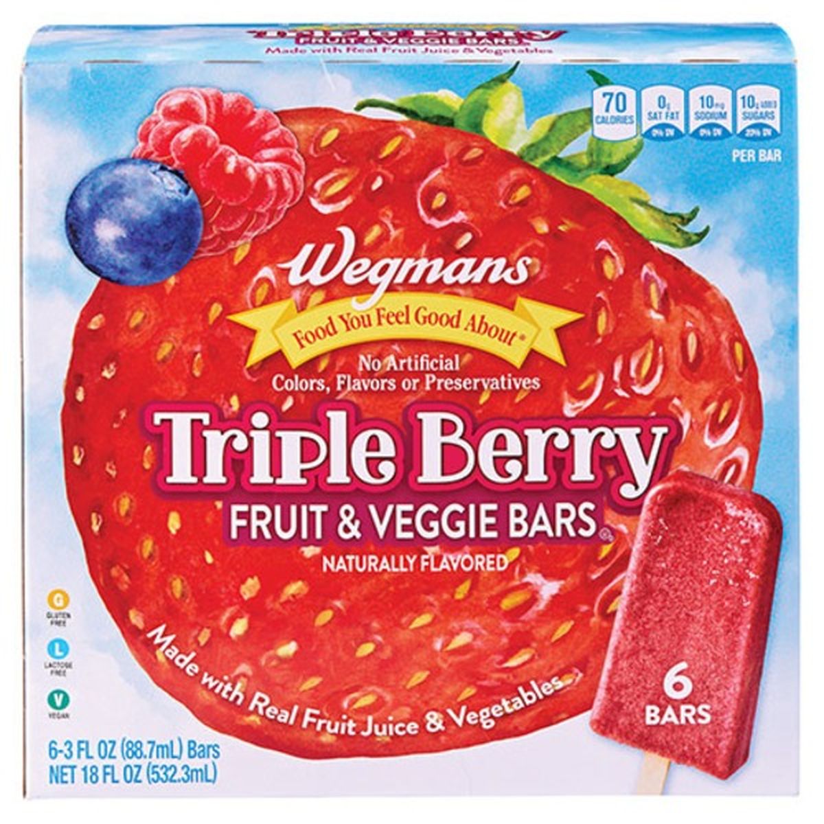 Calories in Wegmans Triple Berry Fruit & Veggie Bars