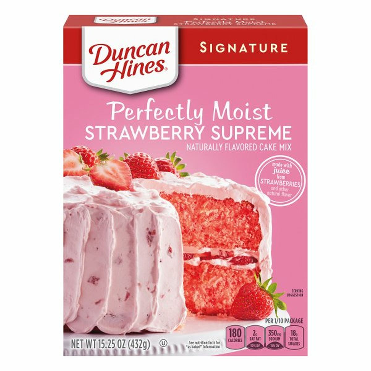Calories in Duncan Hines Signature Cake Mix, Strawberry Supreme, Perfectly Moist