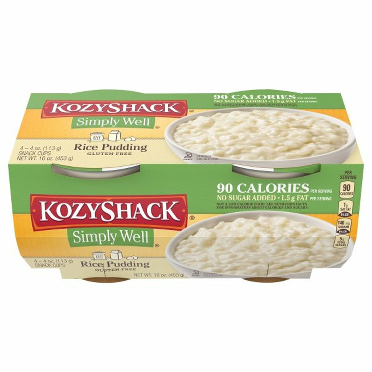 Calories in Kozy Shack Simply Well Rice Pudding, Gluten Free