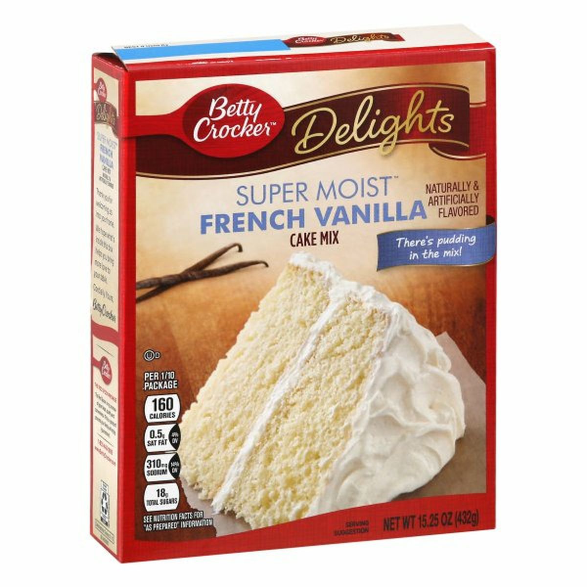 Calories in Betty Crocker Delights Cake Mix, French Vanilla, Super Moist