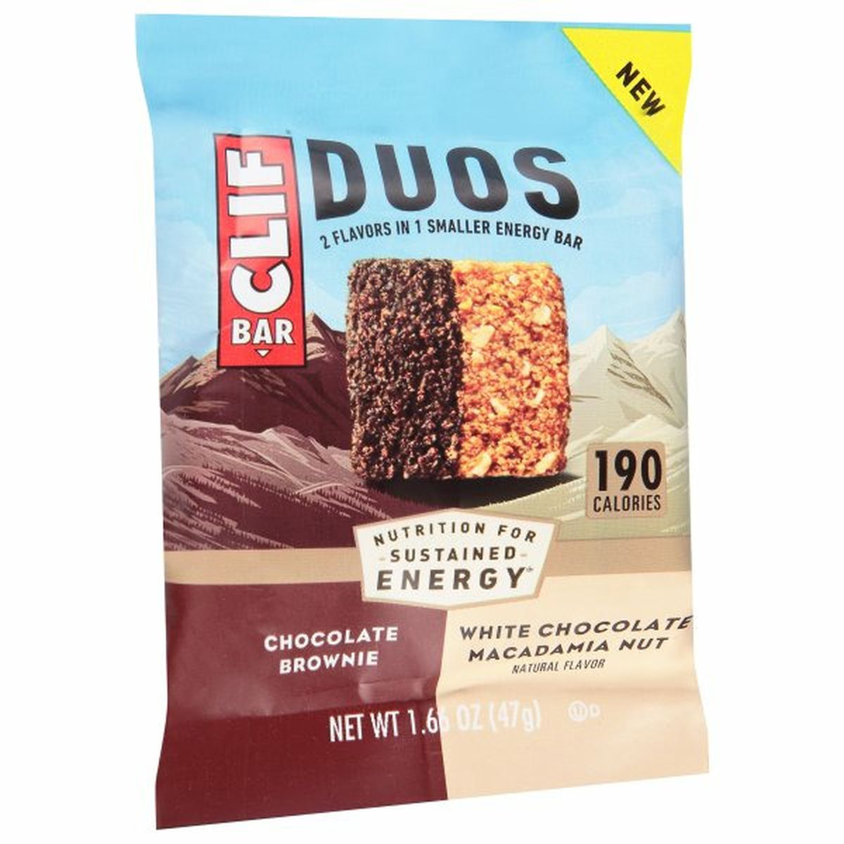 Calories in CLIF BAR Duos Energy Bar, Chocolate Brownie, White Chocolate Macadamia Nut