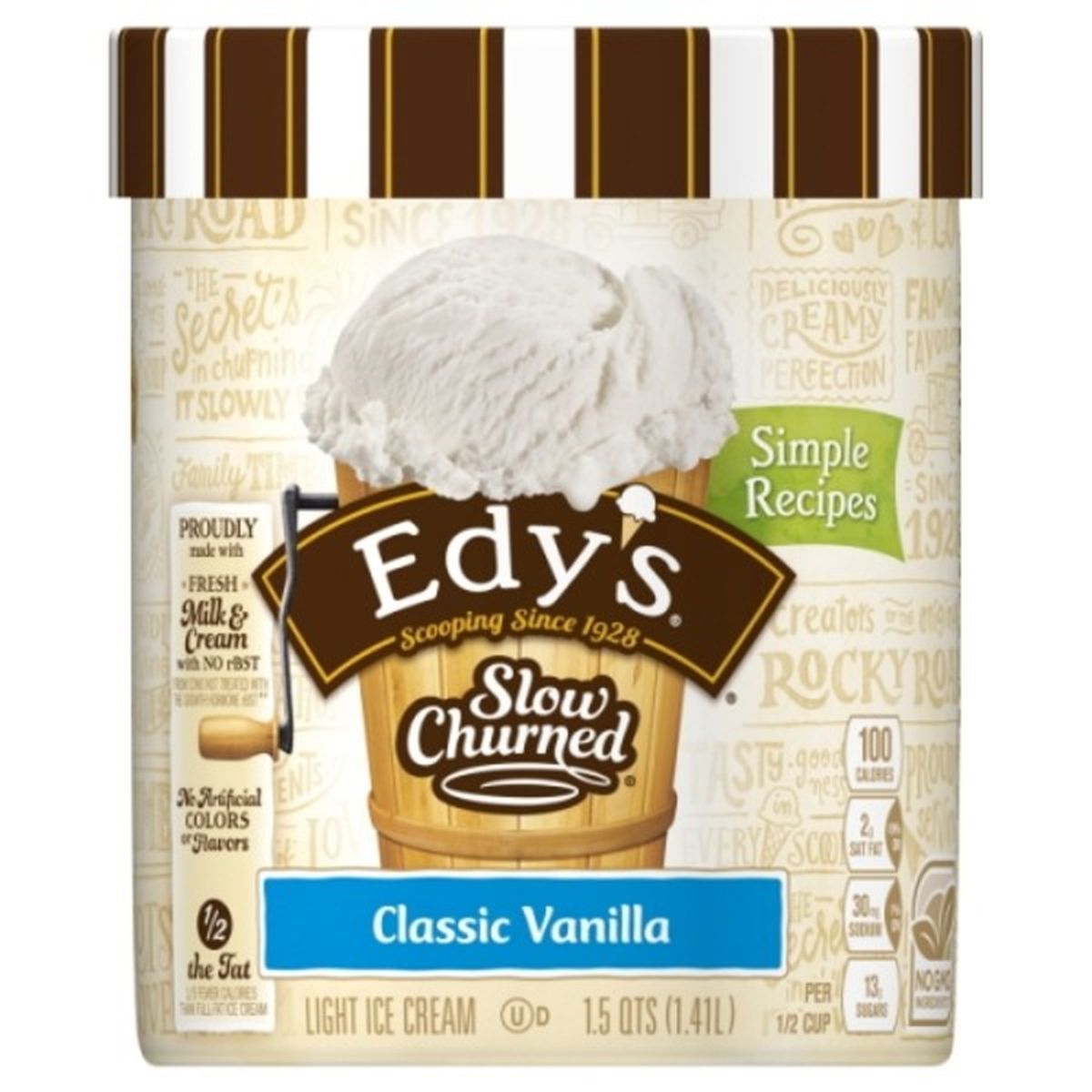 Calories in Edy's/Dreyer's Slow Churned Ice Cream, Light, Classic Vanilla