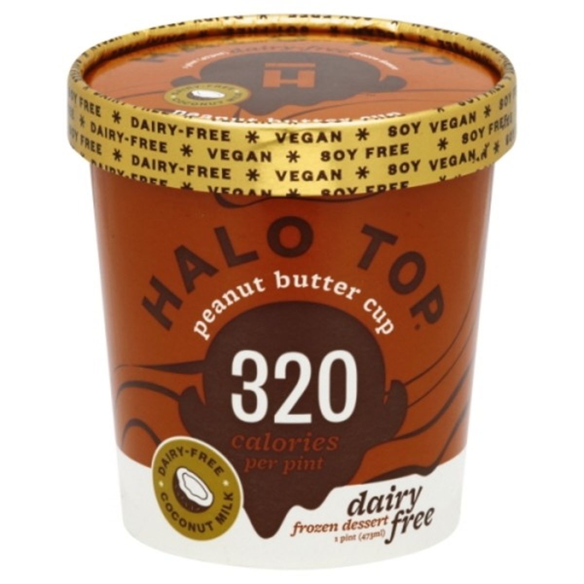 Calories in Halo Top Ice Cream, Dairy Free, Peanut Butter Cup