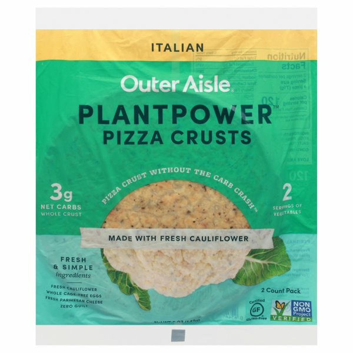 Calories in Outer Aisle PlantPower Pizza Crusts, Italian