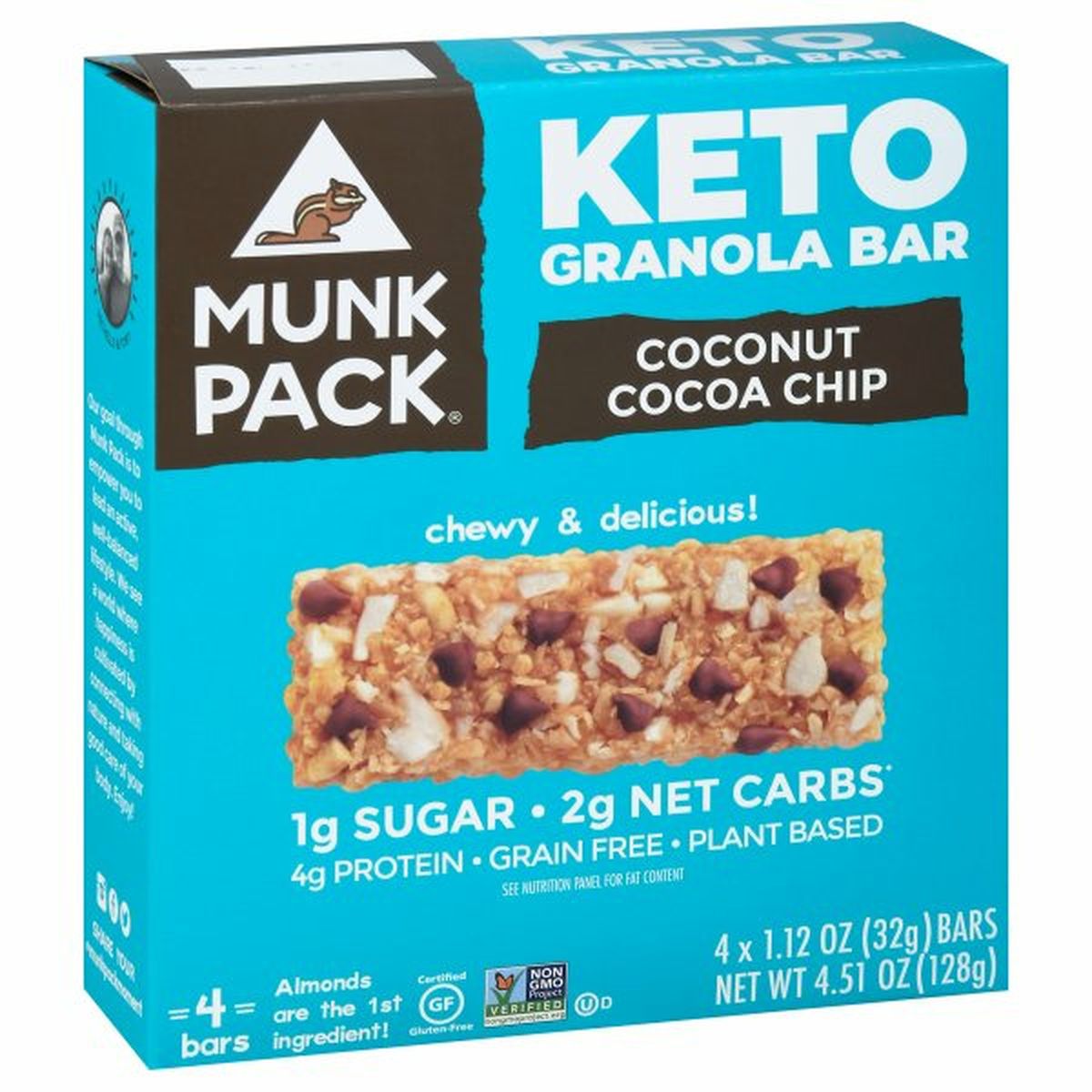Calories in Munk Pack Granola Bar, Keto, Coconut Cocoa Chip