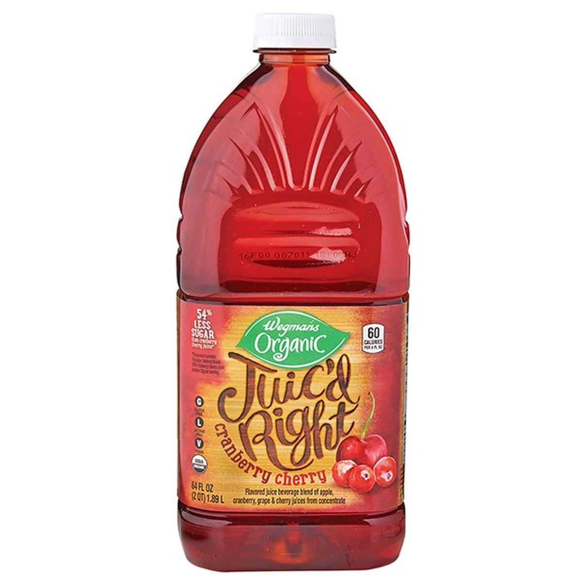 Calories in Wegmans Organic Juic'd Right, Cranberry Cherry