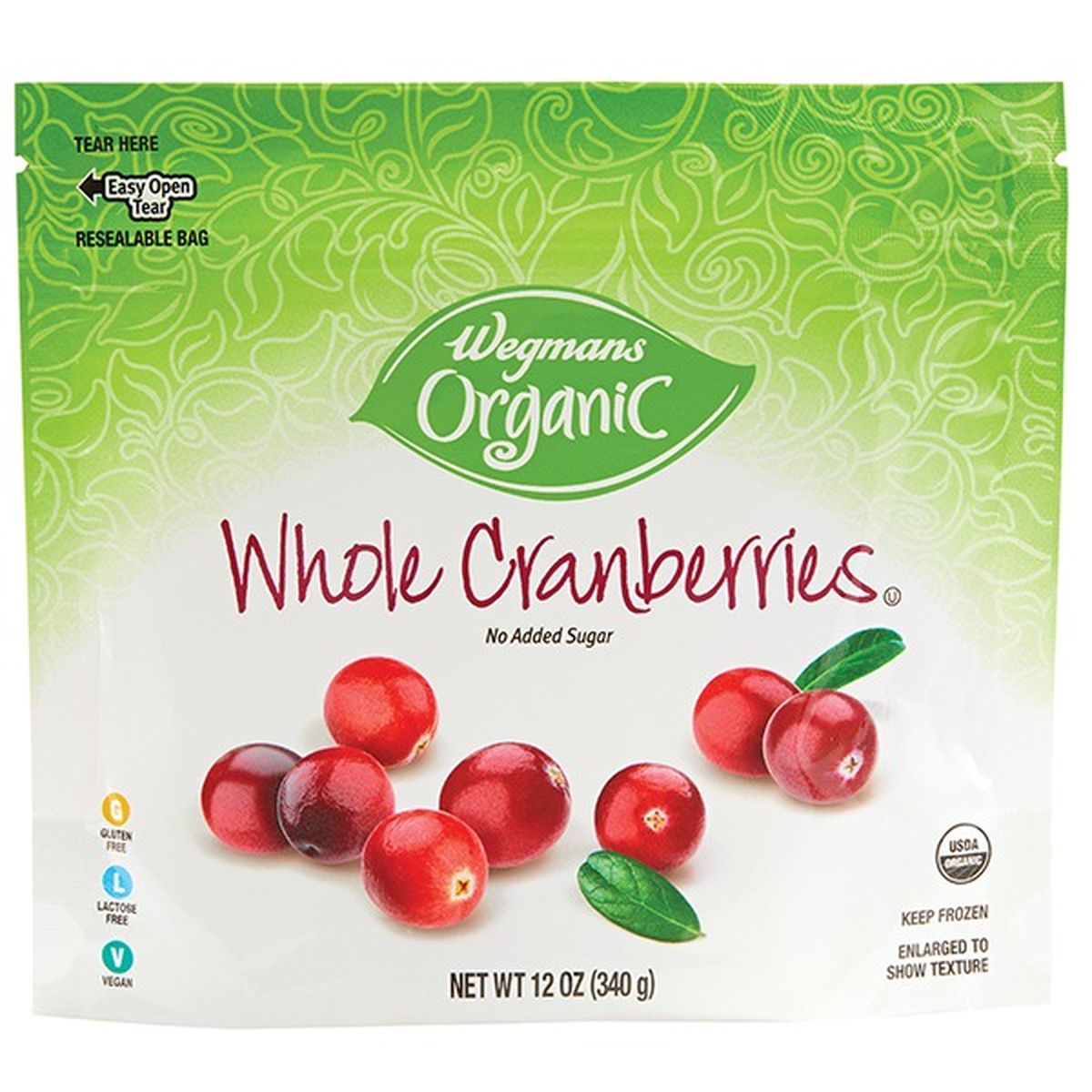 Calories in Wegmans Organic Cranberries, Whole
