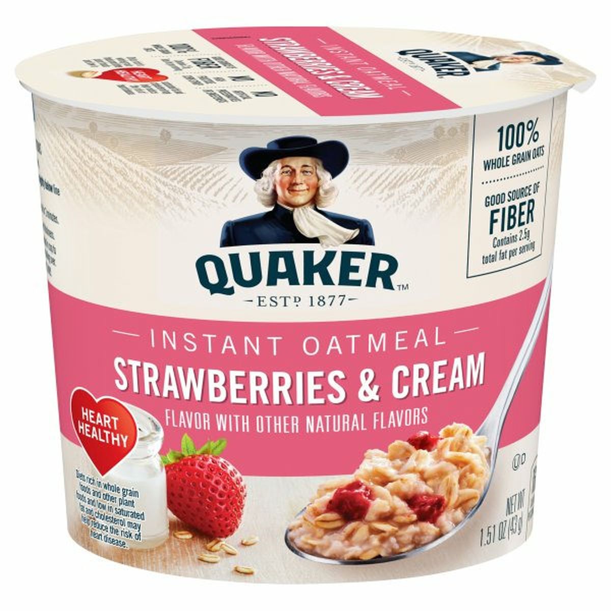 Calories in Quaker Instant Oatmeal Instant Oats Hot Cereal, Strawberries & Cream