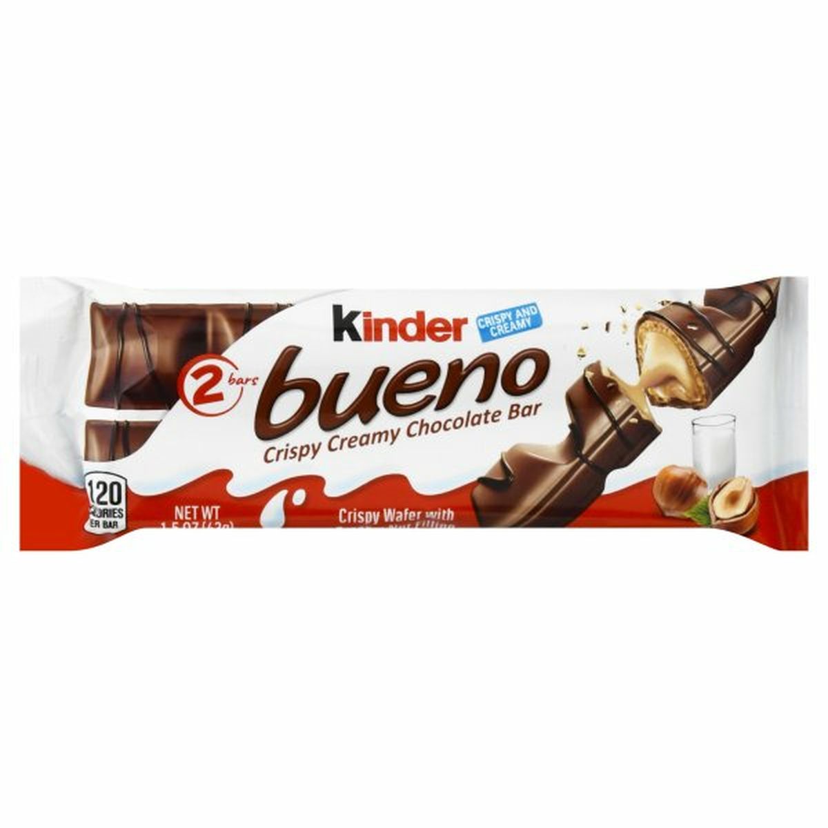 Calories in Kinder Bueno Chocolate Bar, Crispy Creamy