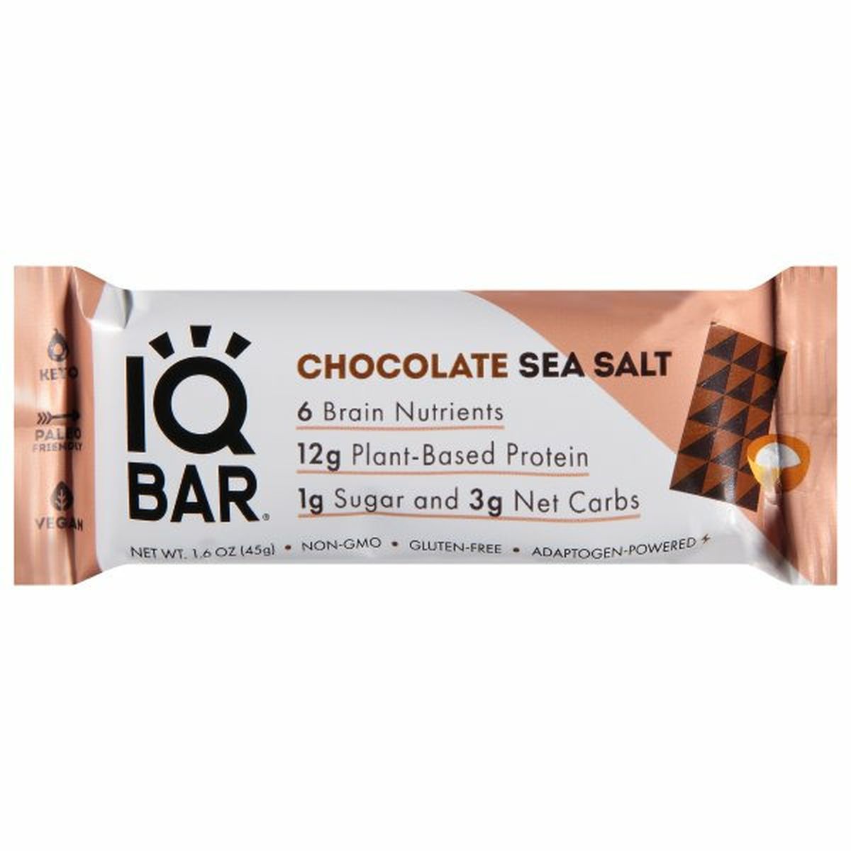 Calories in IQBAR Protein Bar, Chocolate Sea Salt