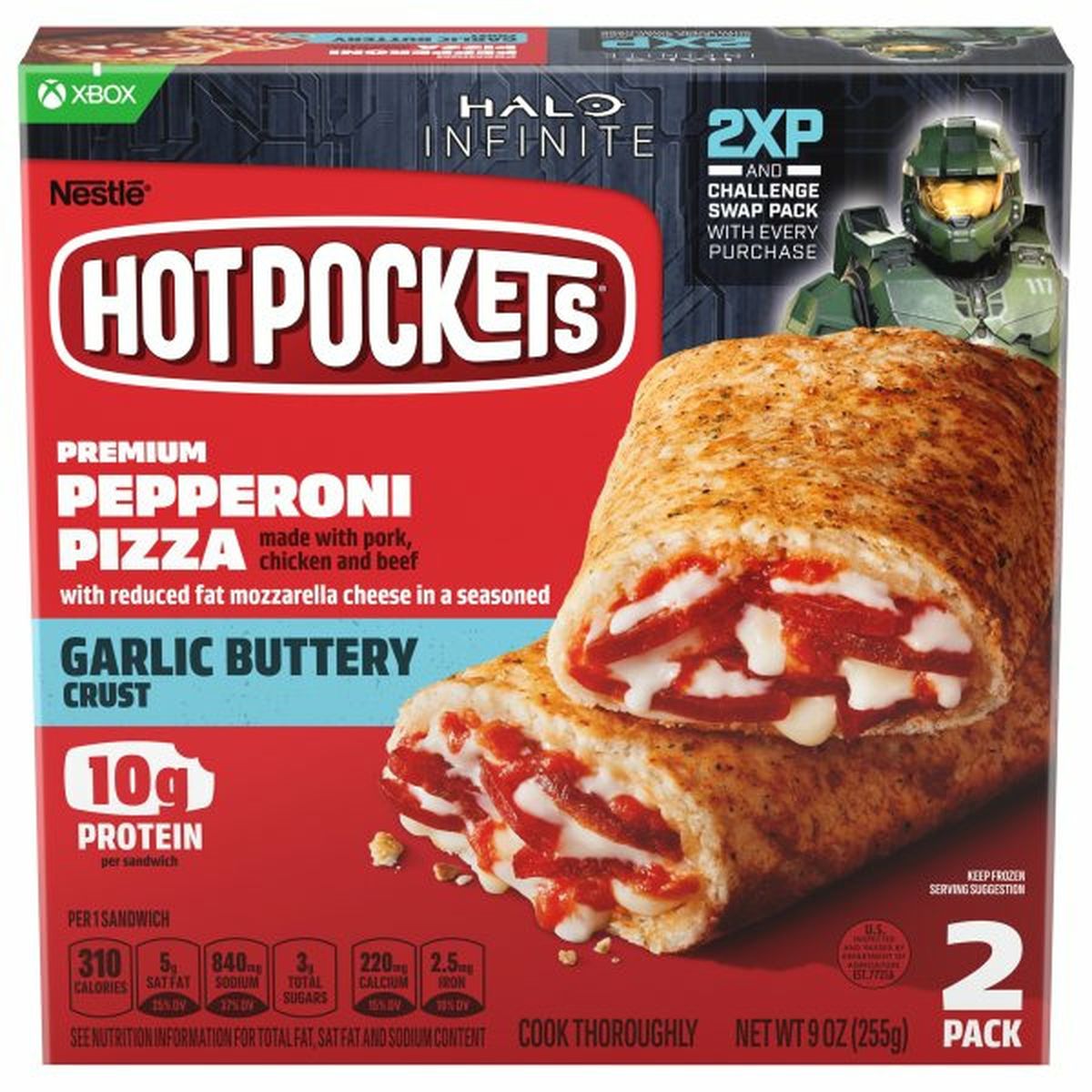 Calories in Hot Pockets Sandwiches, Premium, Garlic Buttery Crust, Pepperoni Pizza, 2 Pack