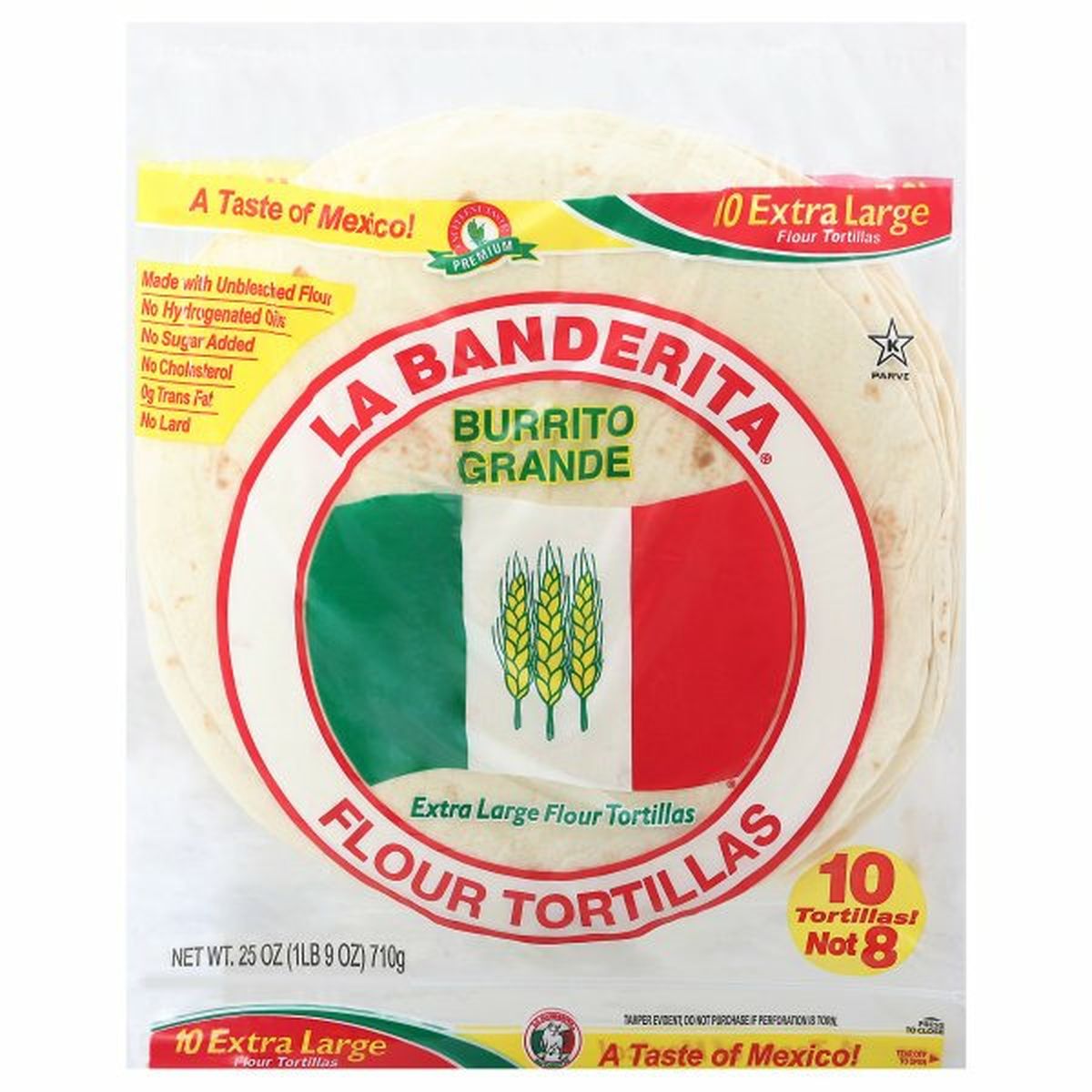 Calories in La Banderita Flour Tortillas, Burrito Grande, Extra Large
