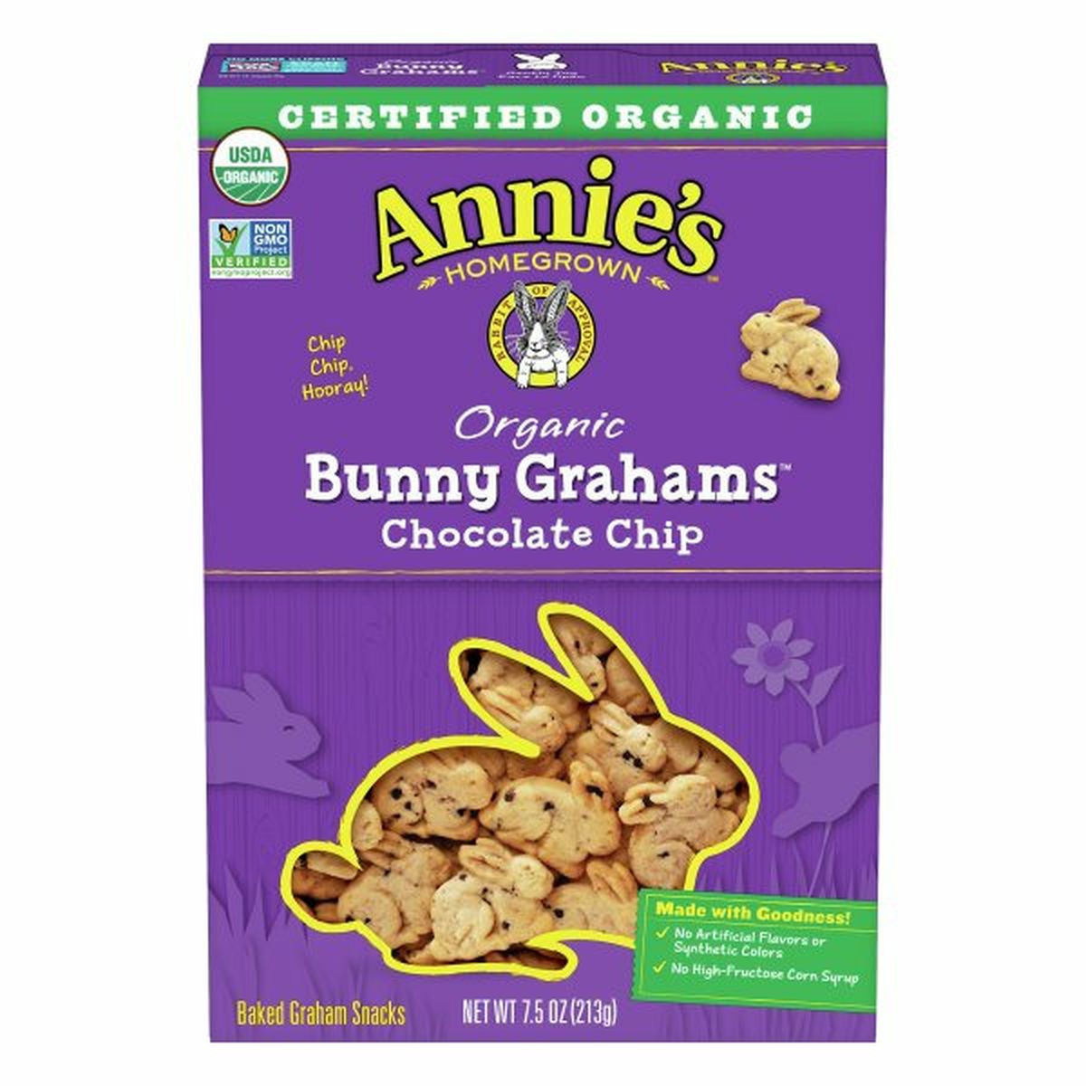 Calories in Annie's Bunny Grahams, Organic, Chocolate Chip