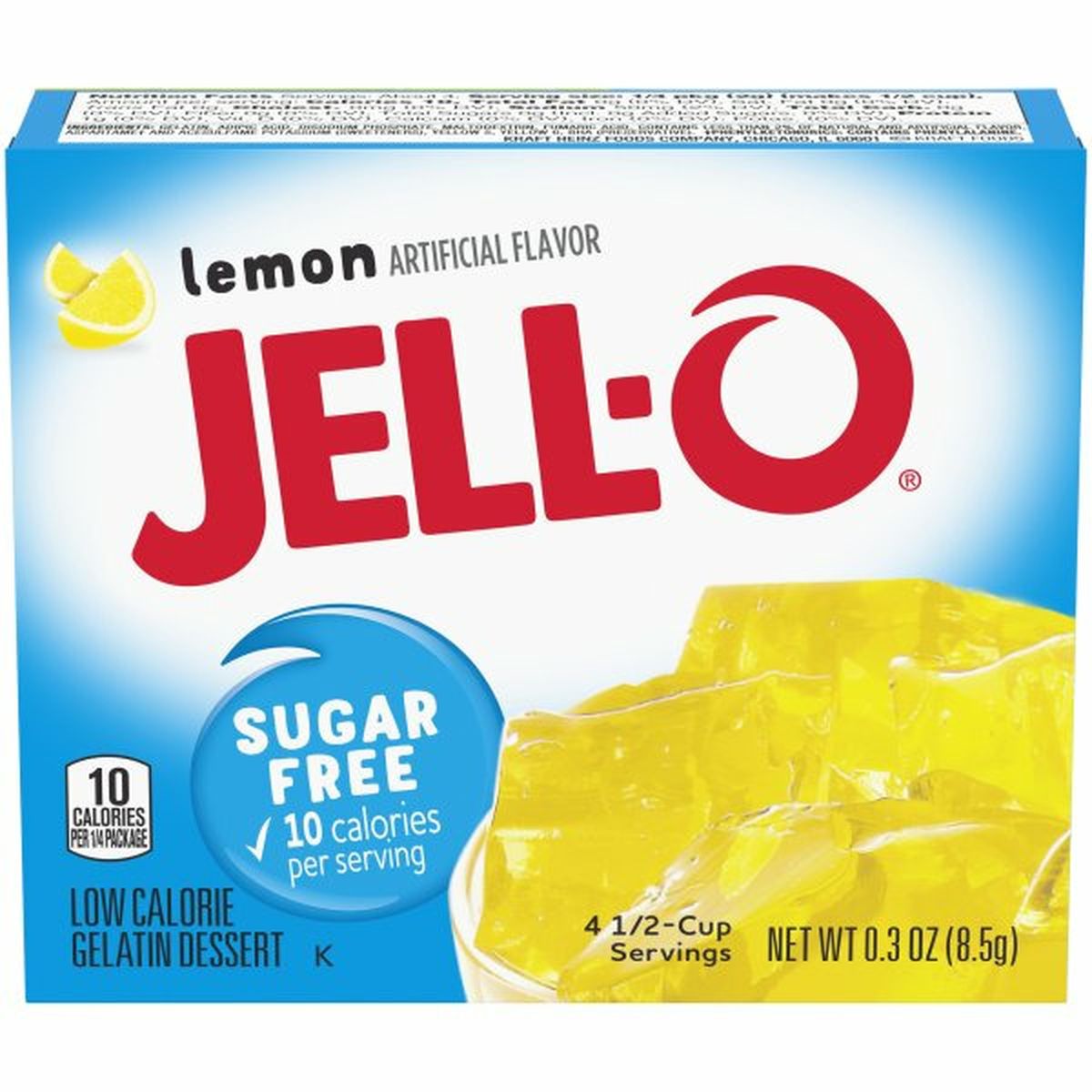 Calories in Jell-O Lemon Sugar Free Gelatin Mix