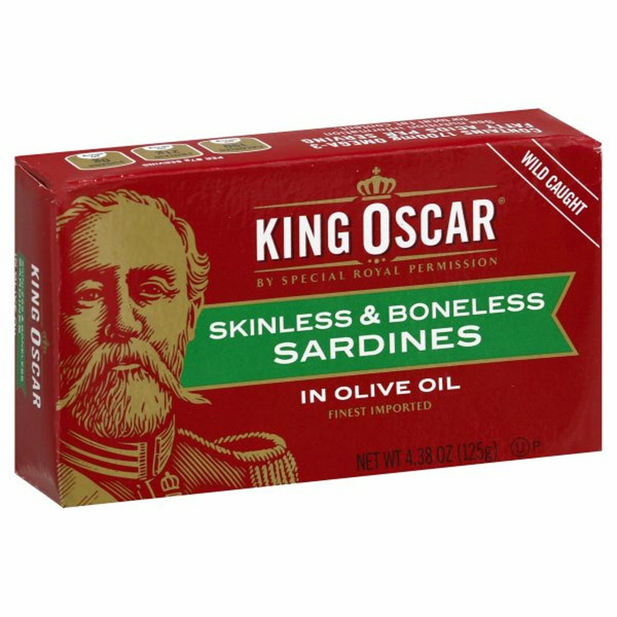 Calories in King Oscar Sardines in Olive Oil, Skinless & Boneless