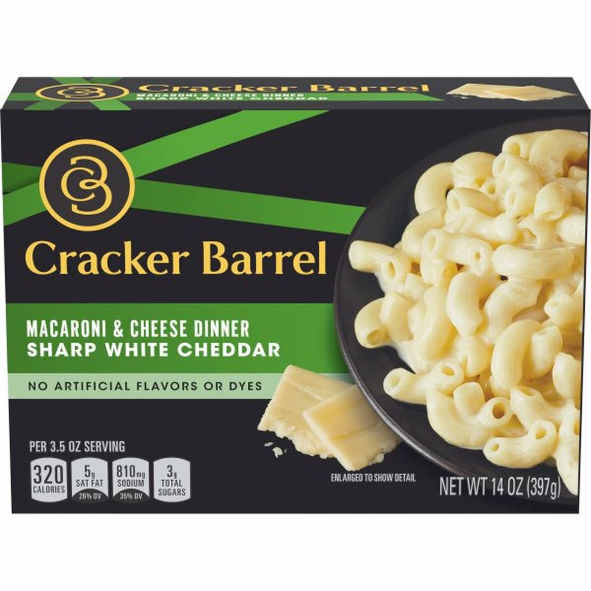 Calories in Cracker Barrel Sharp White Cheddar Macaroni and Cheese Dinner