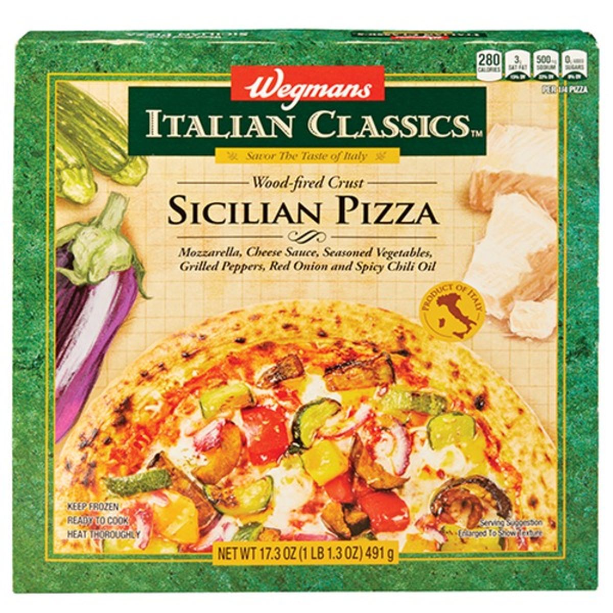 Calories in Wegmans Italian Classics Sicilian Pizza, Wood-Fired Crust