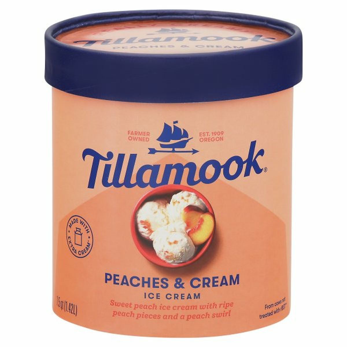 Calories in Tillamook Ice Cream, Peaches & Cream