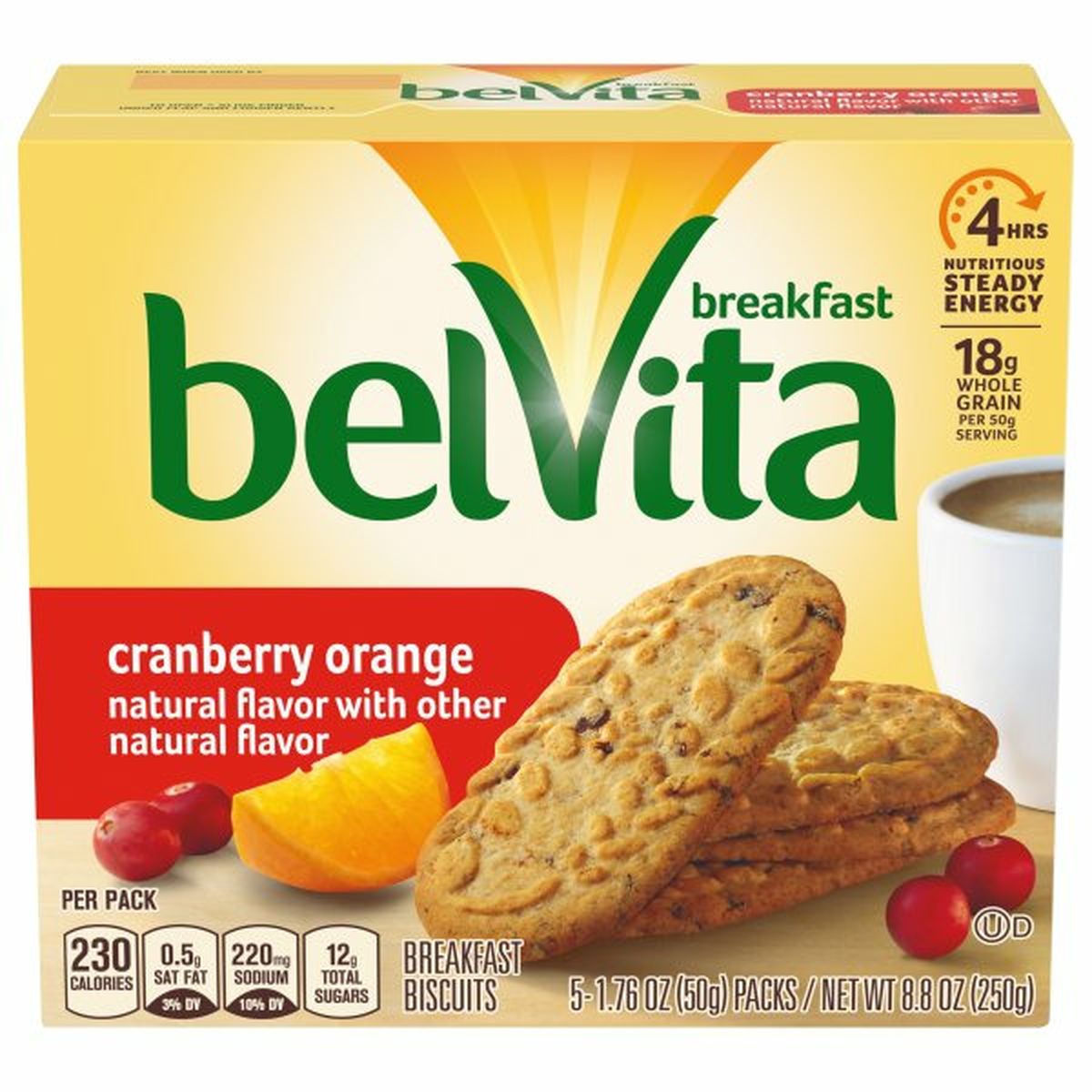 Calories in belVita Breakfast Biscuits, Cranberry Orange