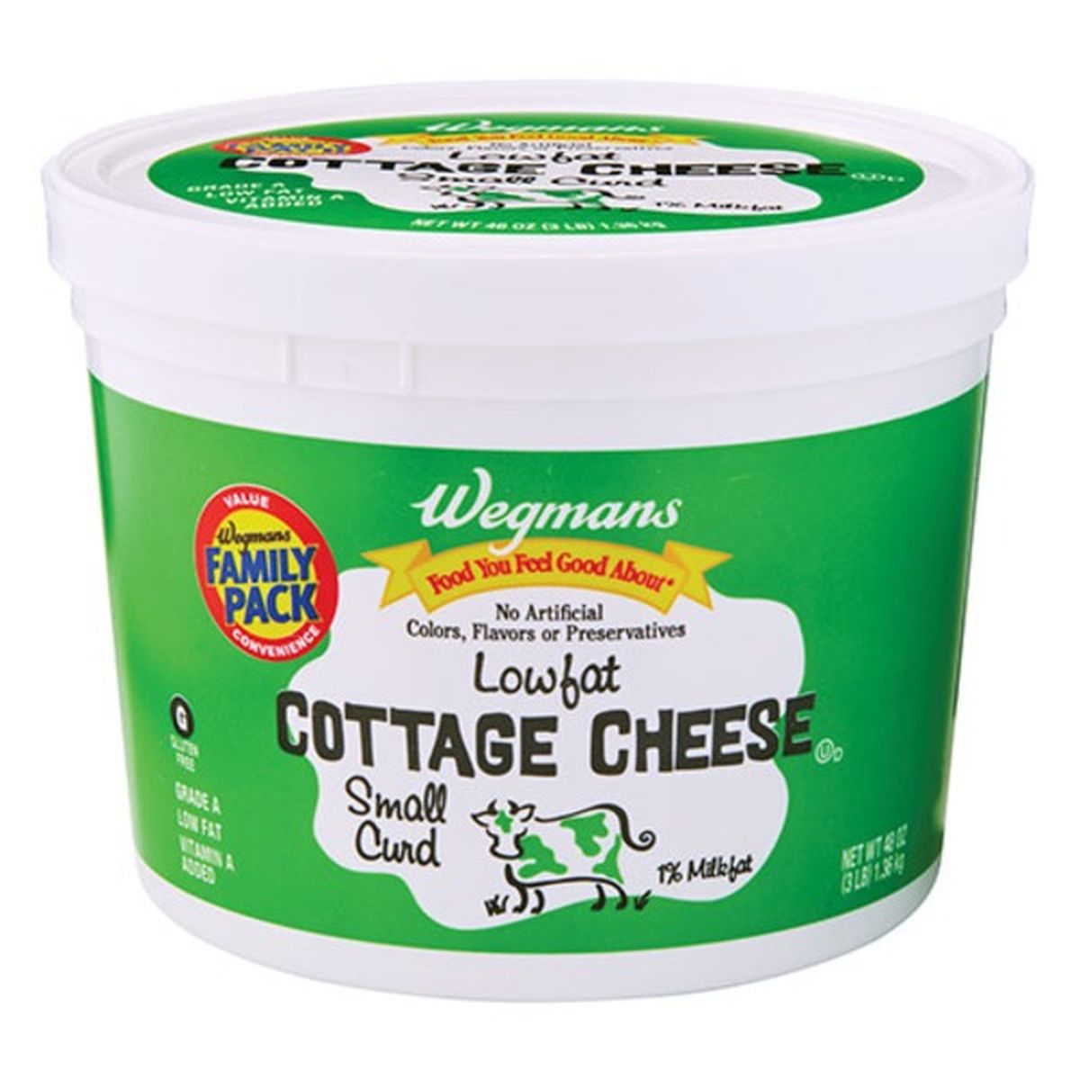 Calories in Wegmans Lowfat Small Curd Cottage Cheese, 1% Milkfat, FAMILY PACK