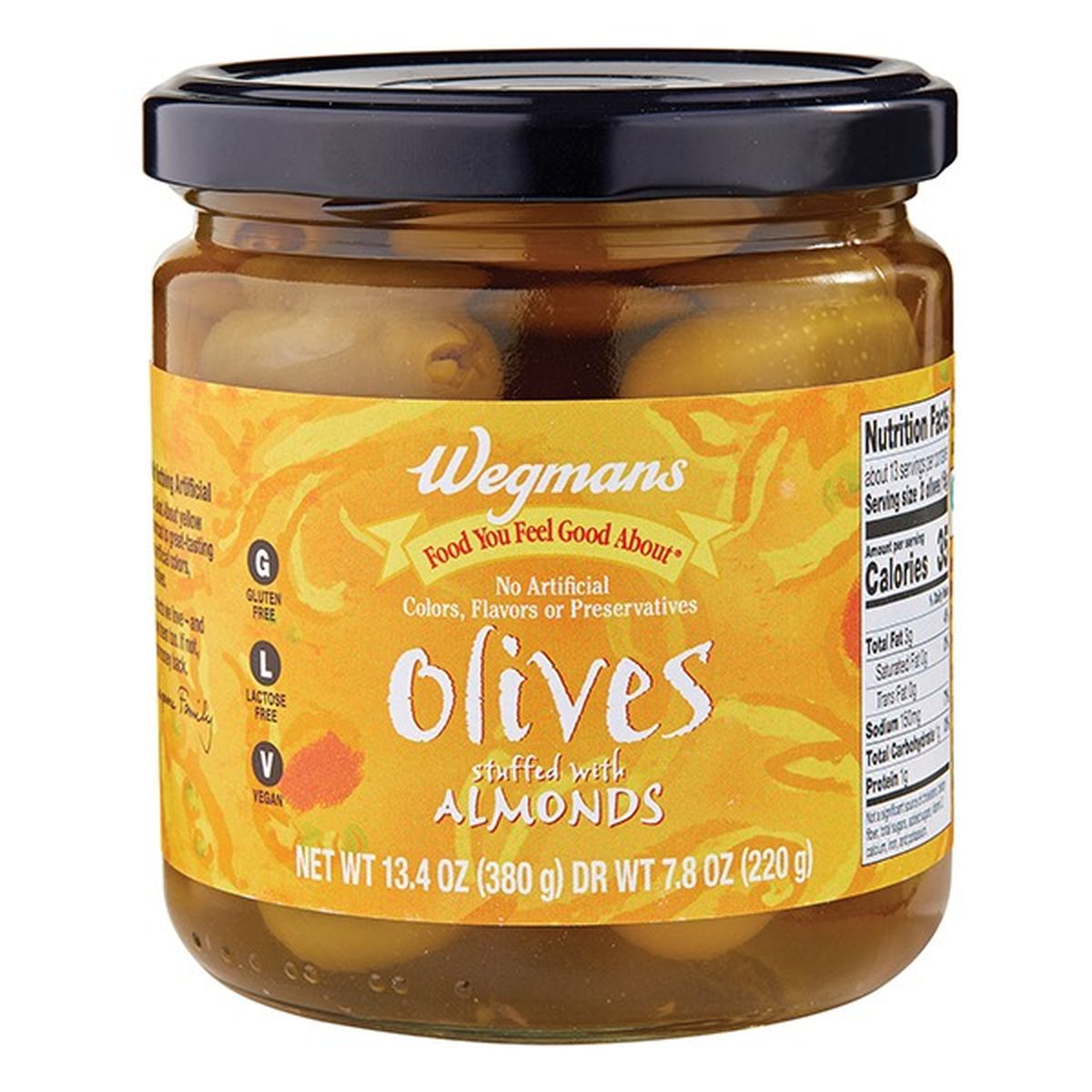 Calories in Wegmans Olives, Stuffed with Almonds