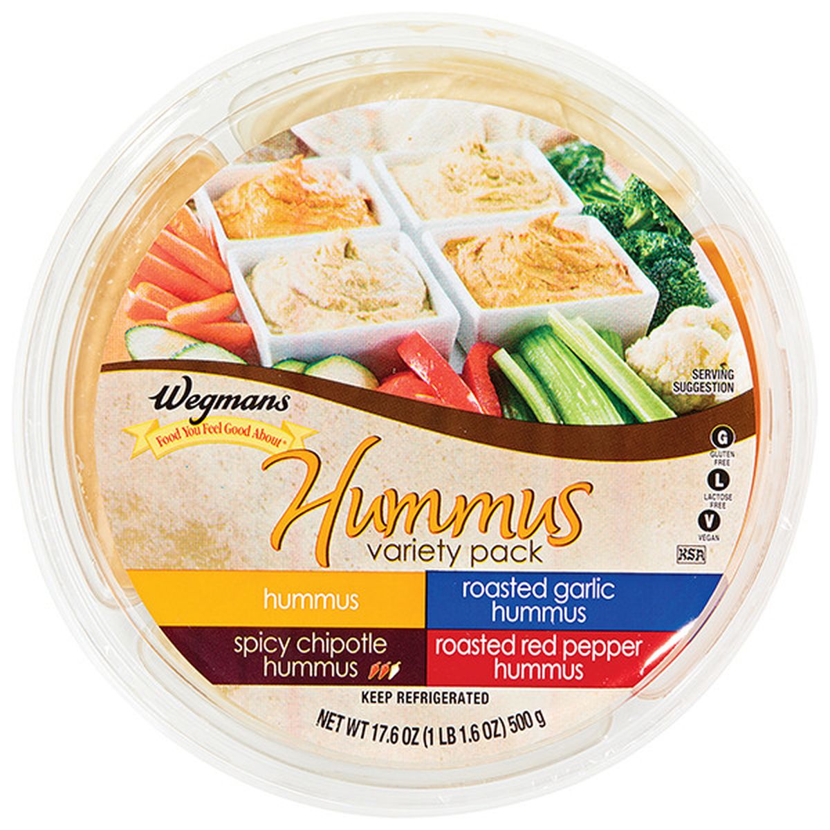 Calories in Wegmans Variety Pack Hummus