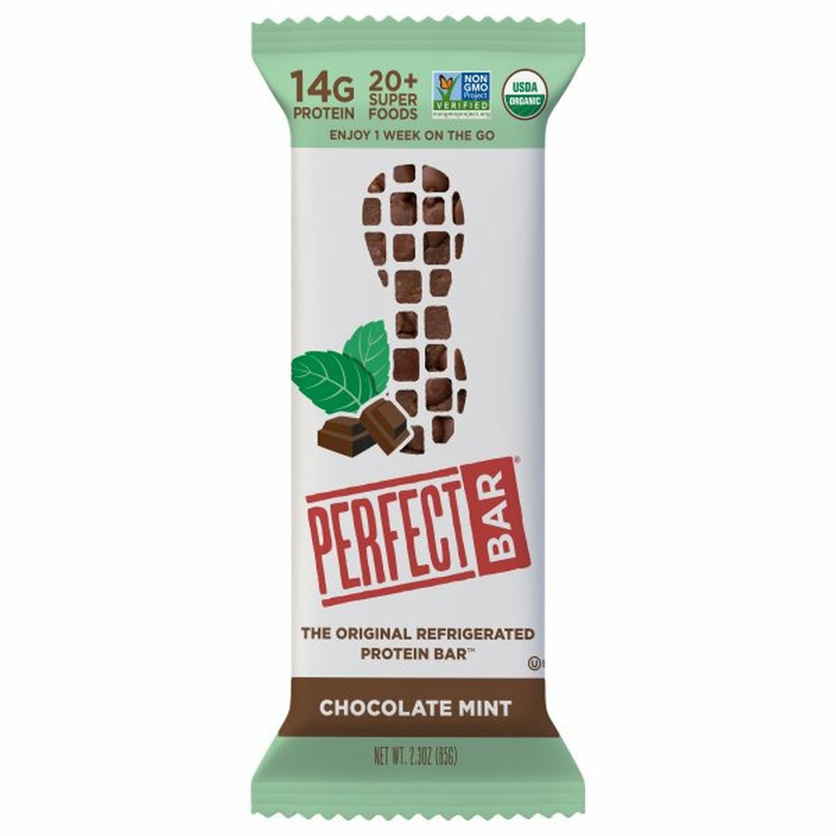 Calories in Perfect Bar Protein Bar, Chocolate Mint
