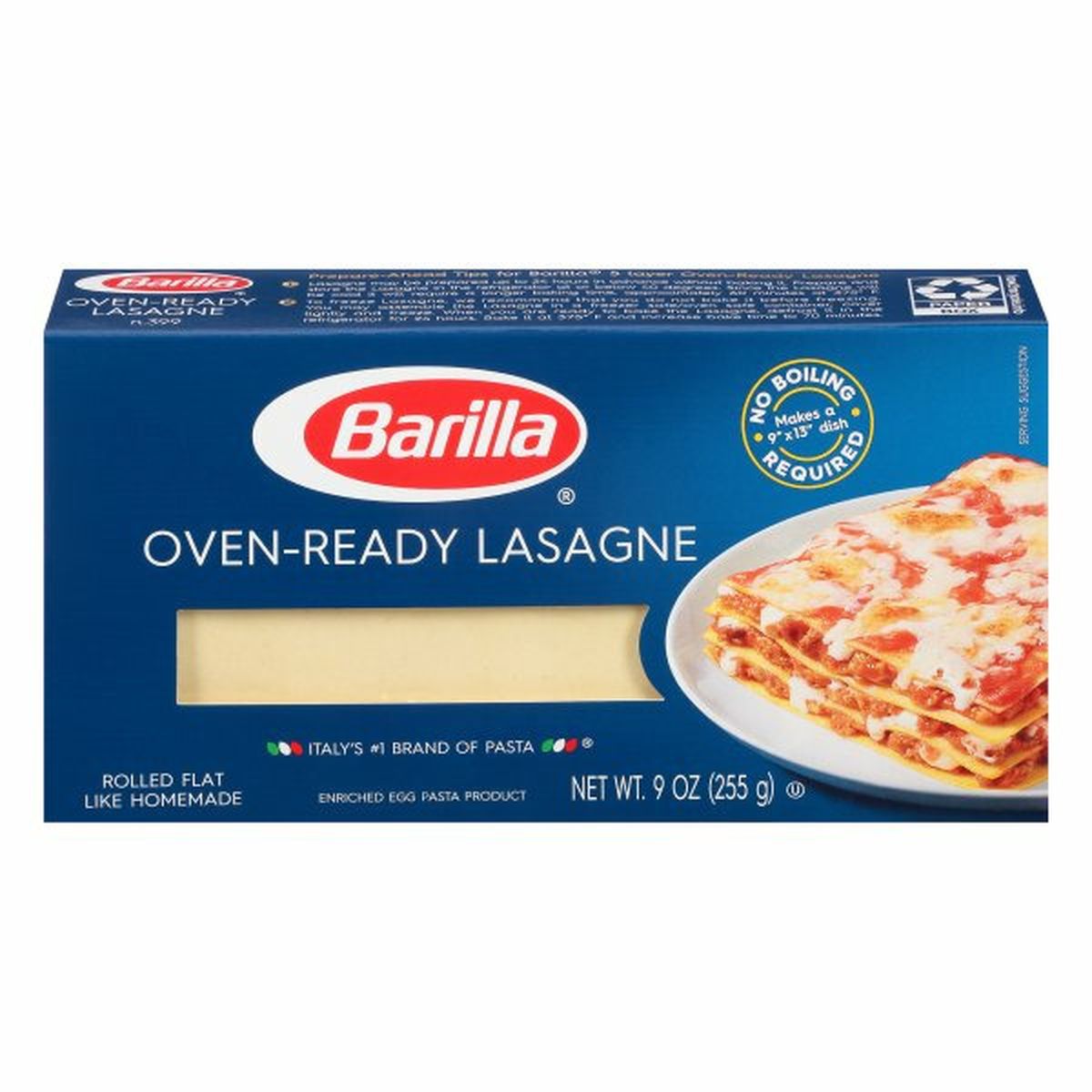 Calories in Barillas Lasagne, Oven-Ready