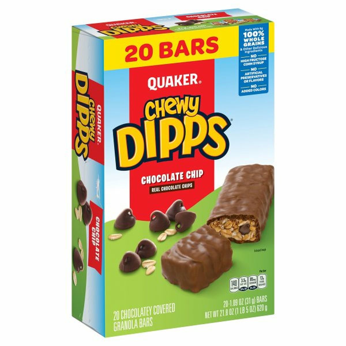 Calories in Quaker Chewy Dipps Granola Bars, Chocolate Chip