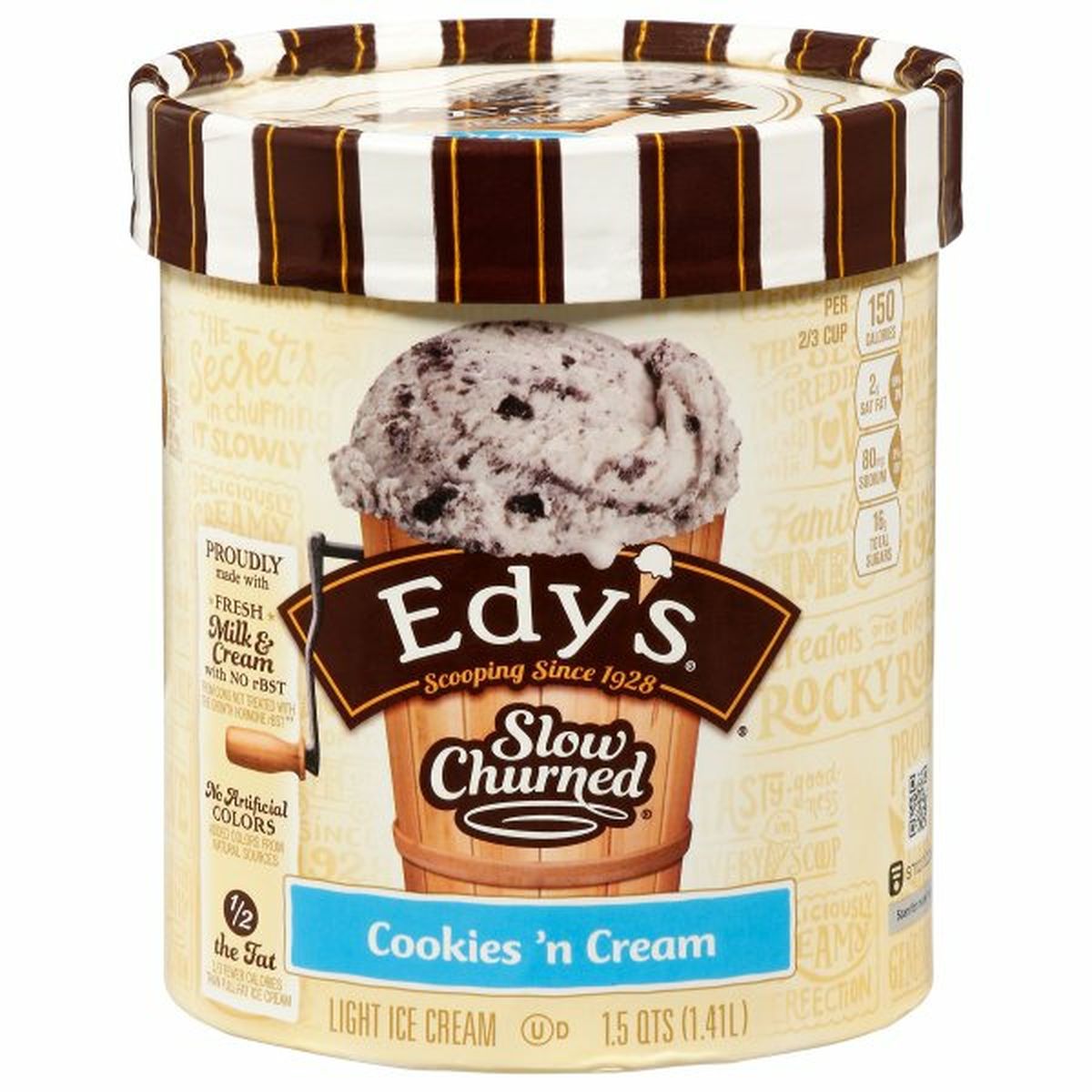 Calories in Dreyer's Slow Churned Light Ice Cream, Cookies 'n Cream
