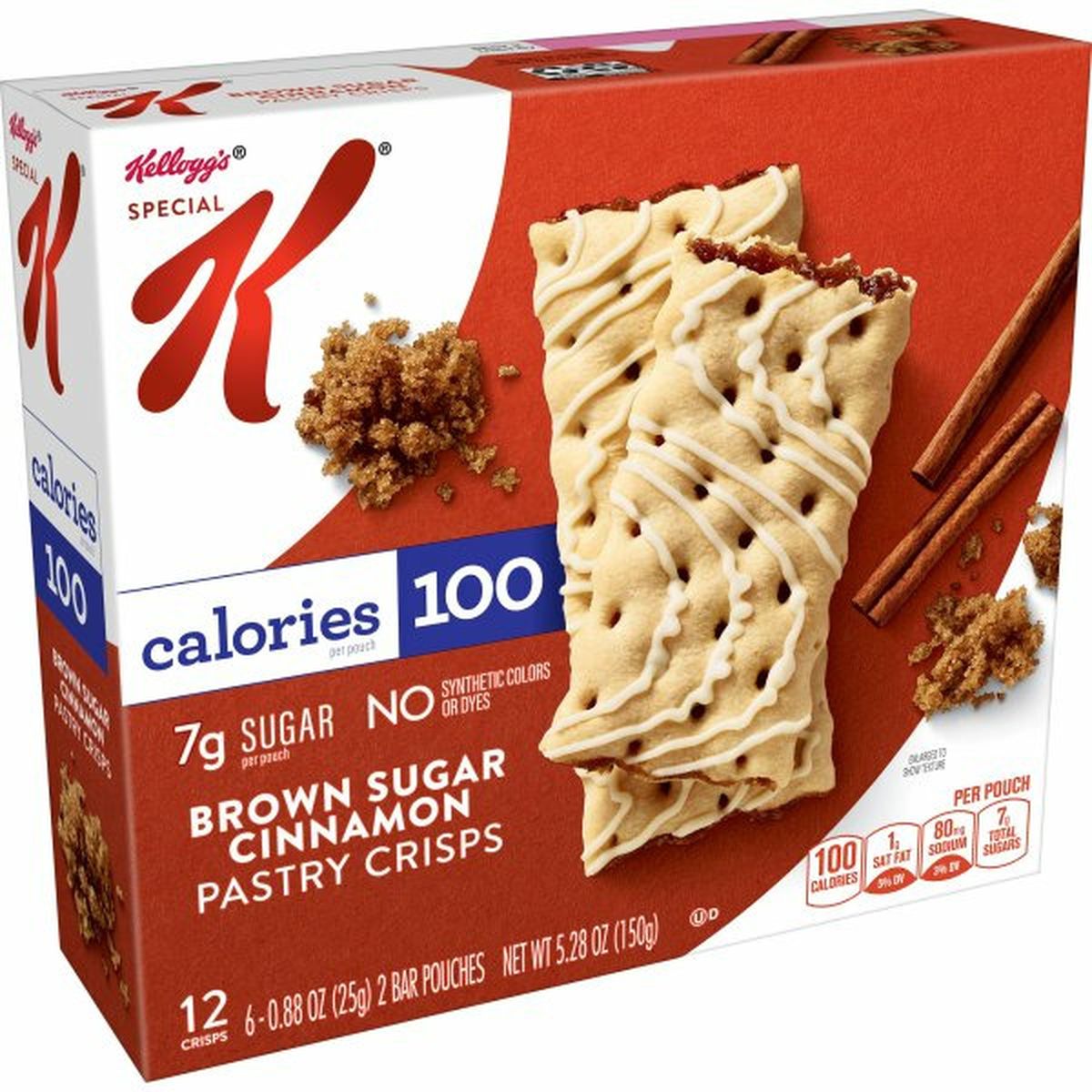 Calories in Kellogg's Special K Bars Kellogg's Special K Pastry Crisps, Brown Sugar Cinnamon, 12ct 5.28oz