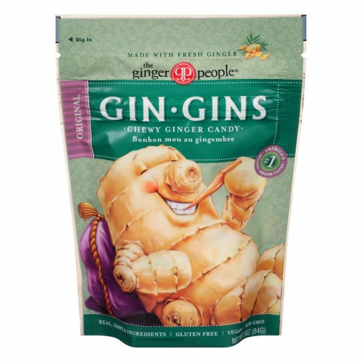 Calories in The Ginger People Gin Gins Ginger Candy, Original, Chewy